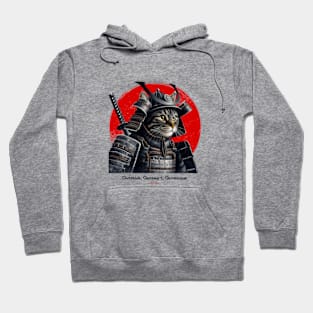 Warrior Cat Samurai Design with Sun Tzu Wisdom Hoodie